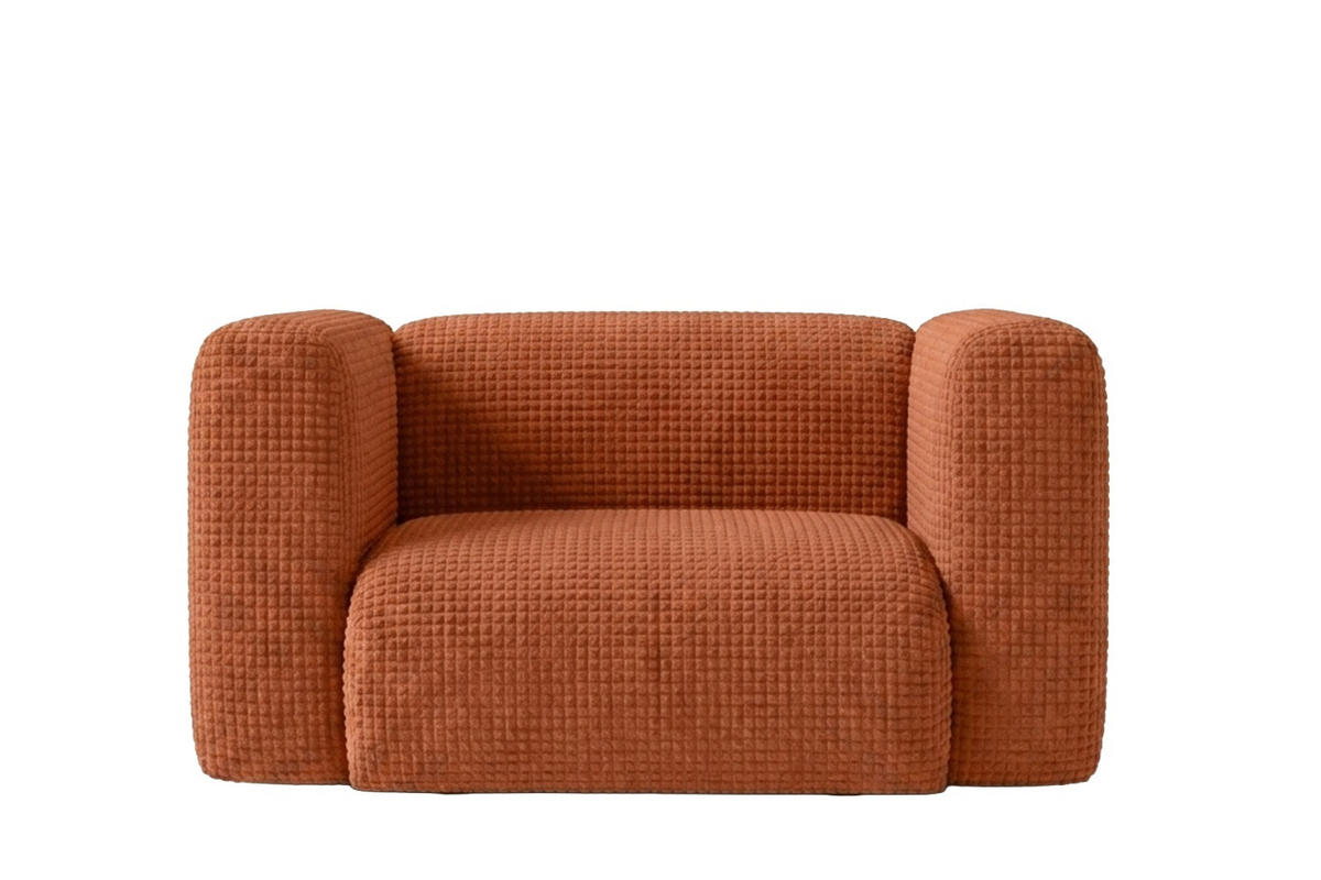 WOHNZIMMERSESSEL aus Chenille-Stoff Cremona, Kupfer, GRETA - Kupferfarben, Holz (137/70/89cm) - Kaiser Möbel