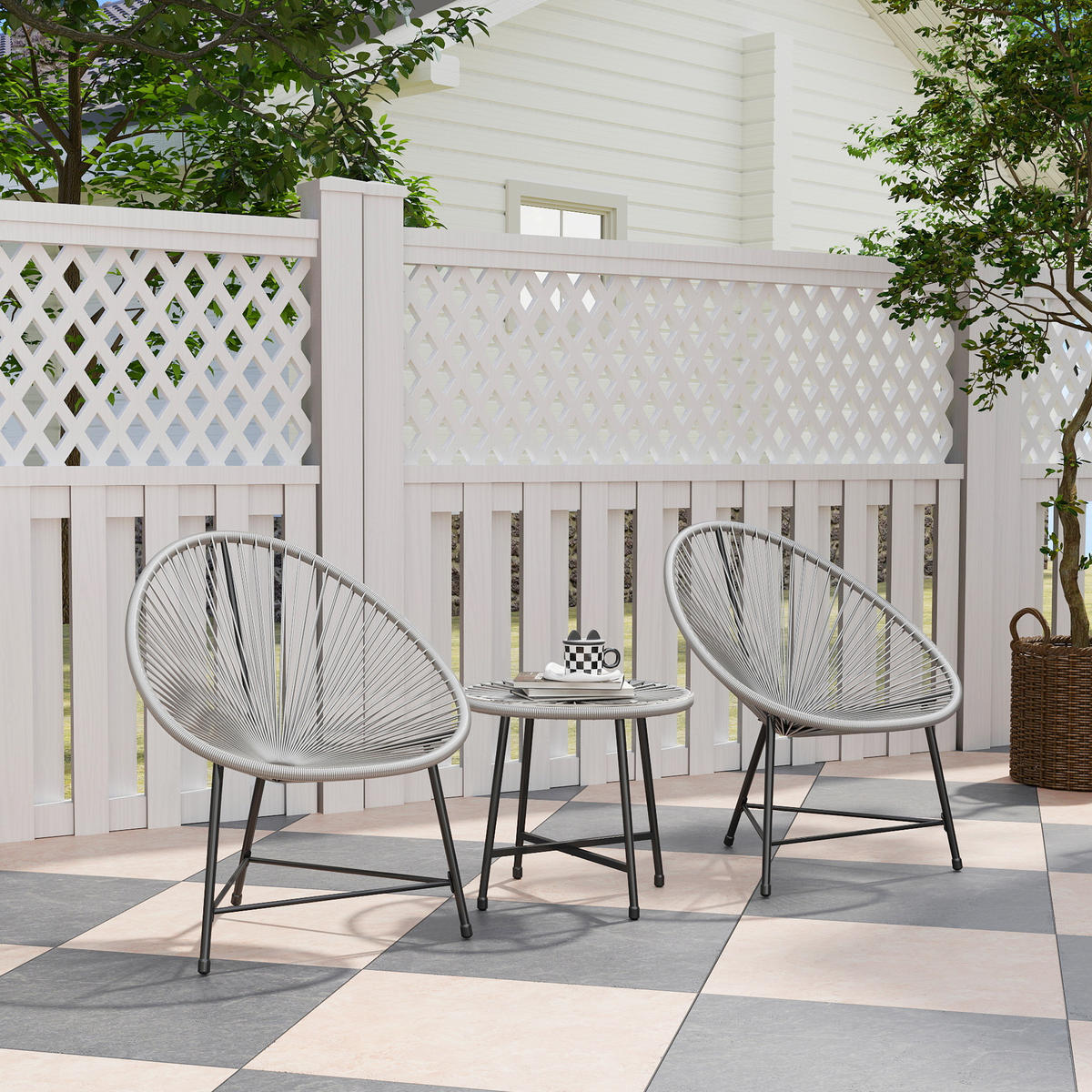 RATTAN-STUHL Grau 72.0/68.0/81.0cm - Grau, Metall (68/81/72cm)