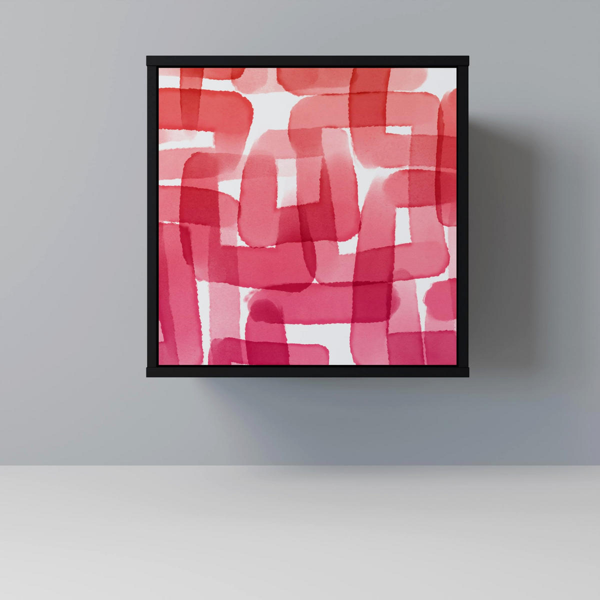 SIDEBOARD KALEIDOSCOPIC CUBISM, Schwarz, 57,5x42x67,5 cm, Schwarze Metall-Rahmenfüße - Multicolor/Schwarz, Holzwerkstoff/Metall (57.5/67.5/42cm) - SpaceRebels
