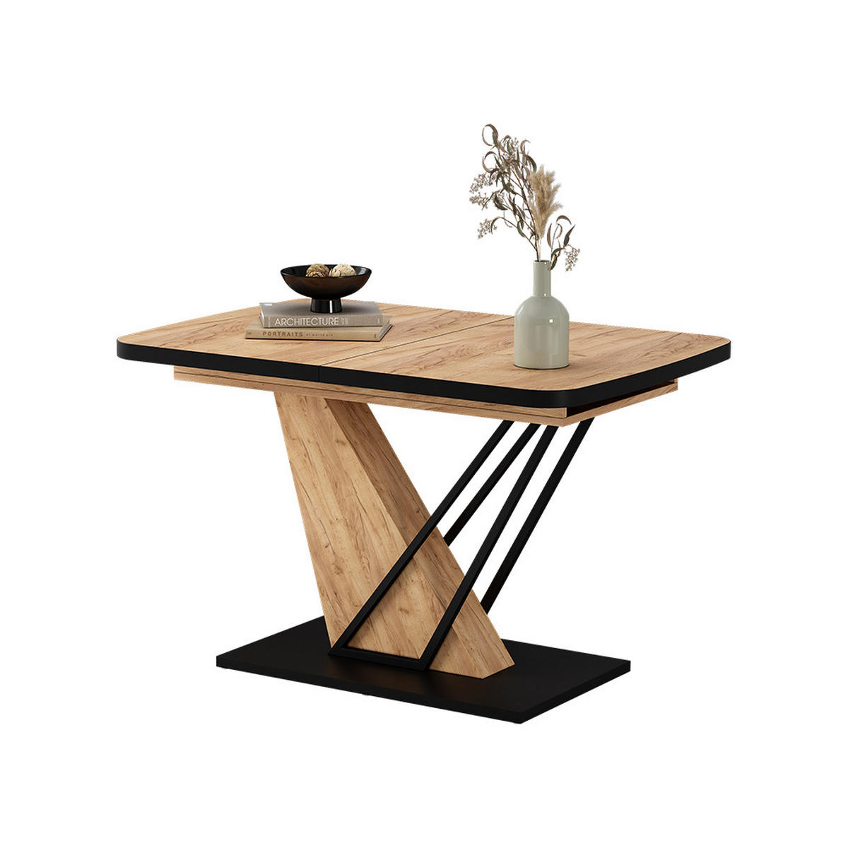 JEDÁLENSKÝ STÔL Fenaro Čierna/dubová - čierna/farba duba, kompozitné drevo (80/120/77.4cm) - Vicco