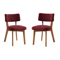 STÜHLE 2er-Set Esszimmerstuhl,Massivholz,Leinenstoff,Rotwein - Rot, Textil (47/77/54.5cm) - LVHOM