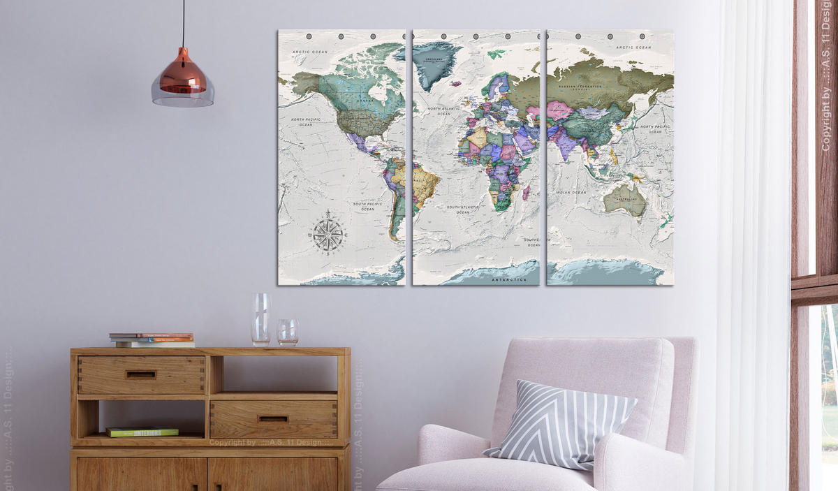 PINNWANDBILDER Bunt 90/60 cm - Multicolor/Grau, Naturmaterialen/Textil (90/60cm) - KUNSTLOFT