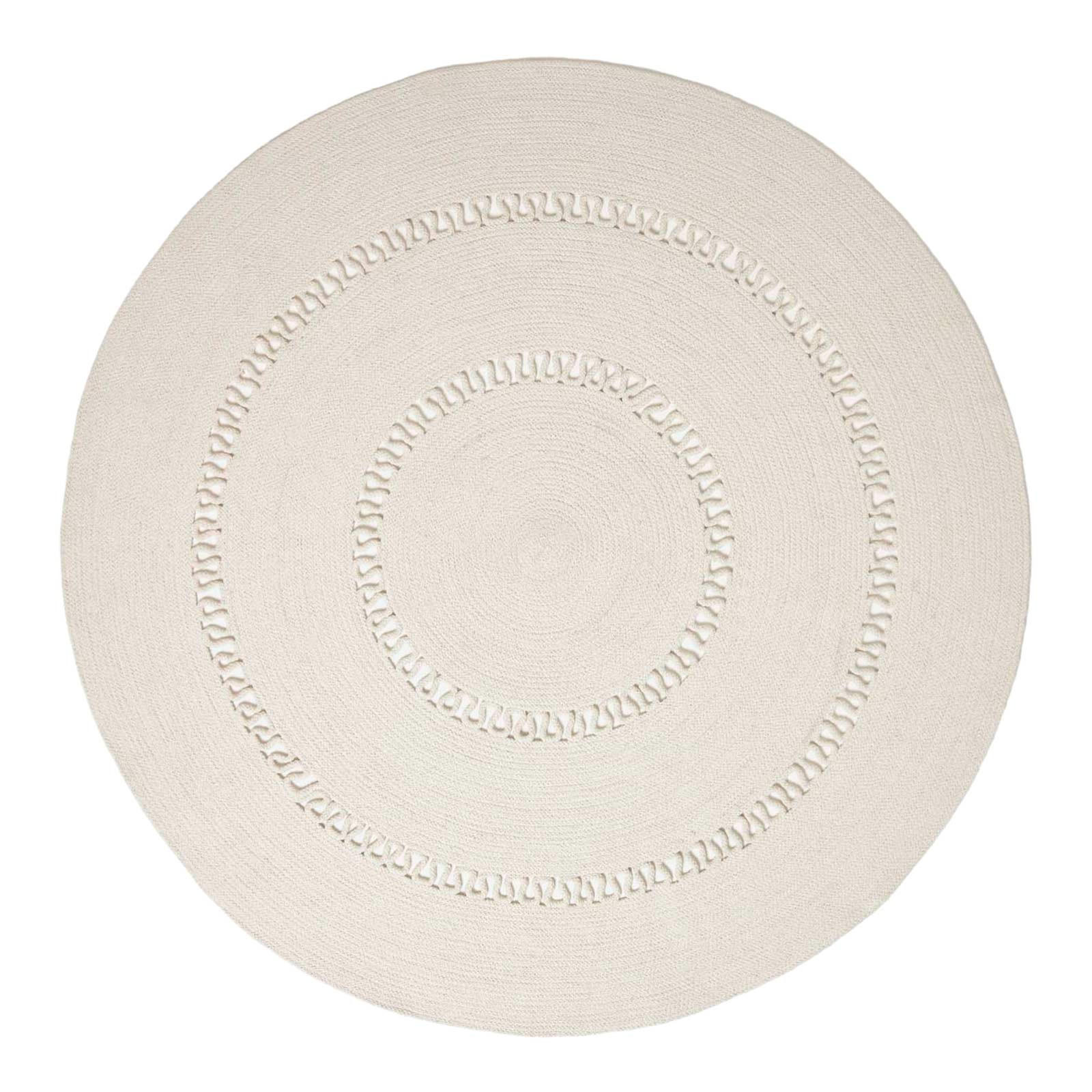 TEPPICH geflochten rund mit Häkel-Muster 120 cm - Creme, Textil (120/120cm) - Homescapes