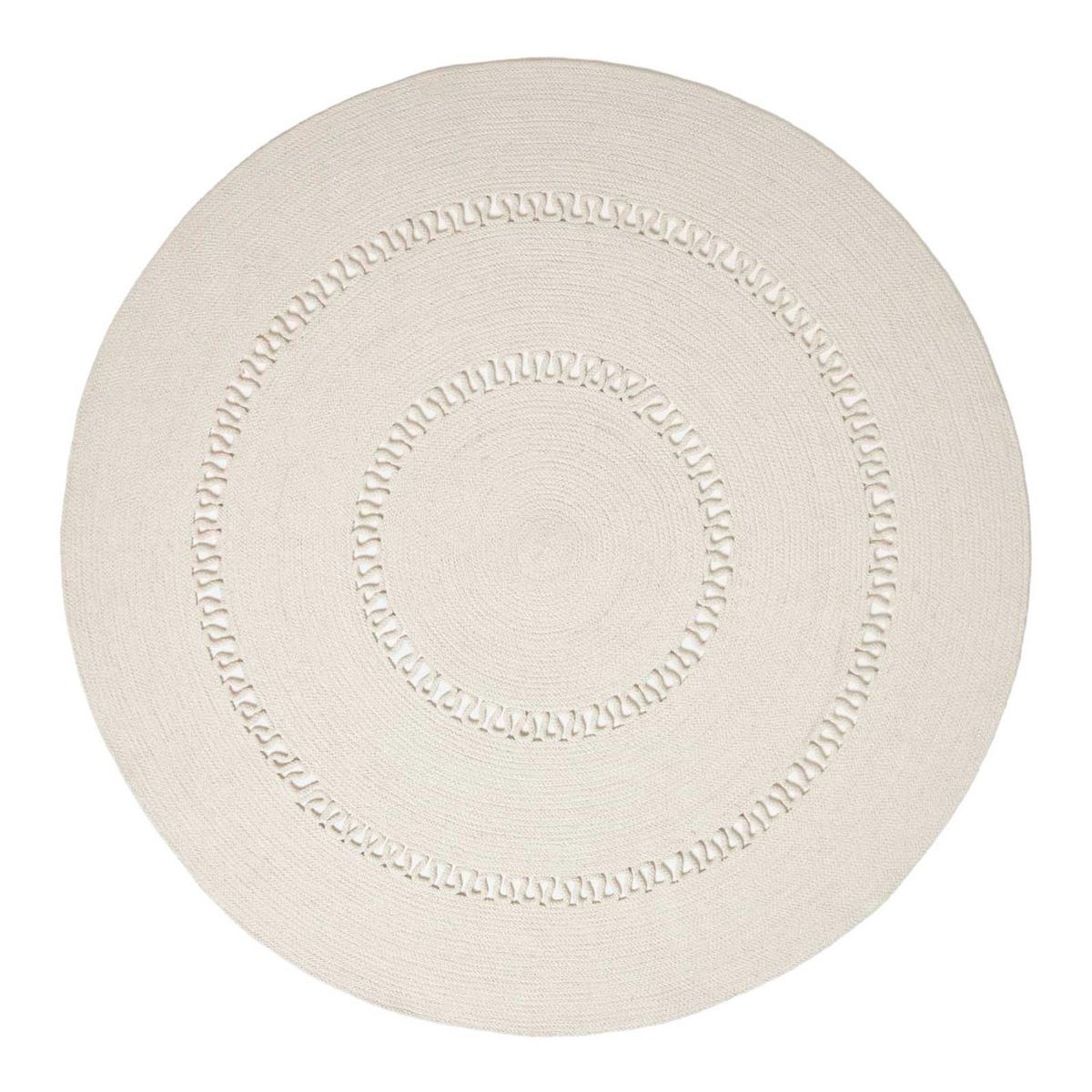 TEPPICH geflochten rund mit Häkel-Muster 120 cm - Creme, Textil (120/120cm) - Homescapes