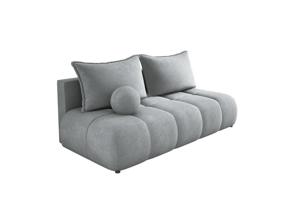 SOFA COCO MINI SCHLAFSOFA mit Bettfunktion, CLOUD Stoffbezug, 2-Sitzer, freistehend, Größe: 205x105x97 cm, Silver - Silberfarben, Holz/Textil (205/97/105cm) - DomoHome