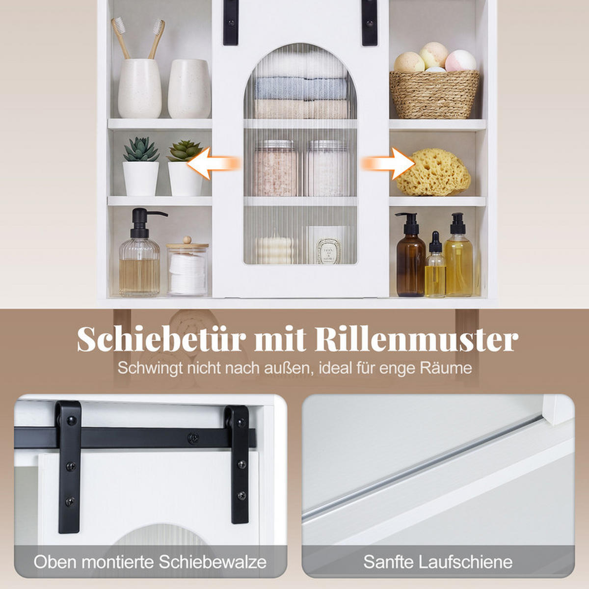 HÄNGESCHRANK mit Handtuchhalter weiß - Weiß, Holzwerkstoff (50/70/20cm) - COSTWAY
