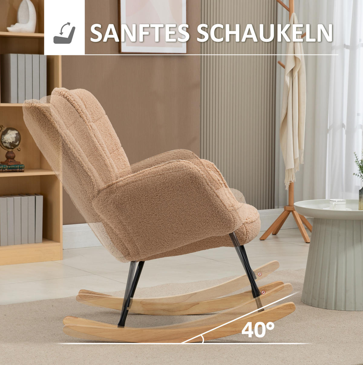 SCHAUKELSTUHL 98/71/101 cm braun aus Polyester mit Schaukelfunktion - Braun, Textil (98/101/71cm) - OKWISH