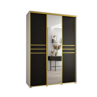 SCHWEBETÜRENSCHRANK 235,2/180/45 3-türig - Goldfarben/Schwarz, Holz/Metall (180/235/45cm) - Abiks Möbel
