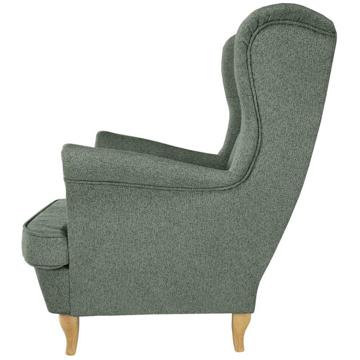 CHESTERFIELD-SESSEL Falco grün mit Buche Holzbeinen - Grün, Holz/Textil (82/102/92cm) - Beautysofa