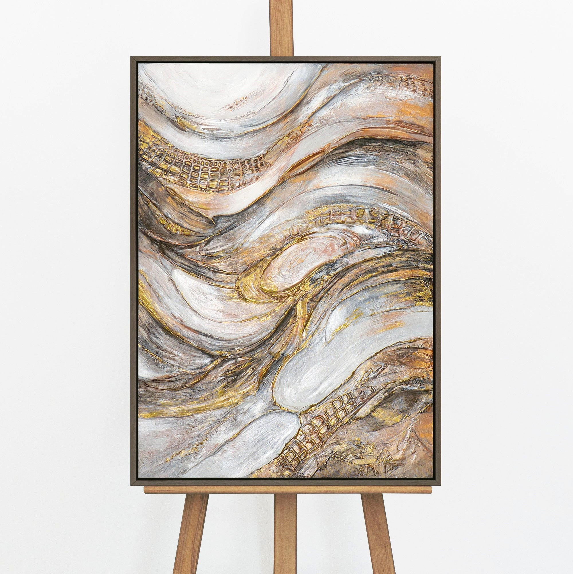 GEMÄLDE Marmorfluss Schattenfugenrahmen Grau 70x50 cm - Grau, Holz (70/50cm) - YS-art gallery