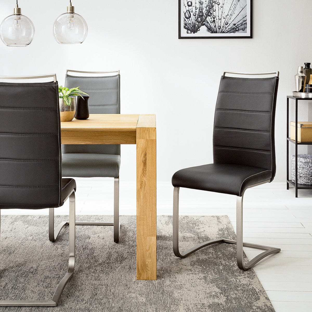 FREISCHWINGER - Silberfarben/Schwarz, Kunststoff/Metall (42/102/56cm) - home24
