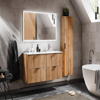 BADMÖBEL-SET 7 Teile - Adel Oak A BM57 in Wotan Oak - Eiche Wotan/Schwarz, Holz/Metall (120/140/46cm)