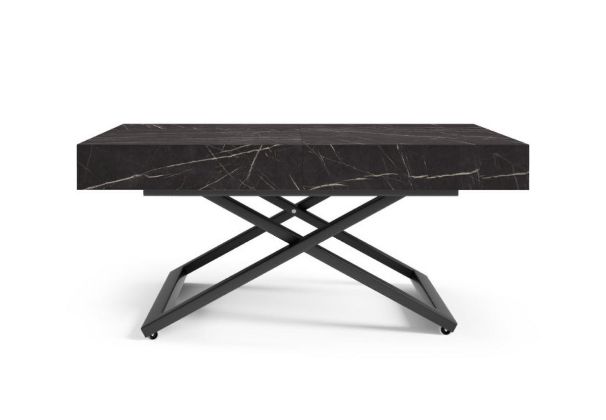 TISCH Schwarz SIENNA Modern U-Förmige Beine Pietra Grigia - Schwarz, Holzwerkstoff (80/80/80cm) - Sepro Meble