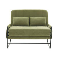 SCHLAFSOFA 2-Sitzer umbaubar mit Metallgestell, DE-42601, Grün - Olivgrün, Metall (104/92/85cm) - ComfortXL