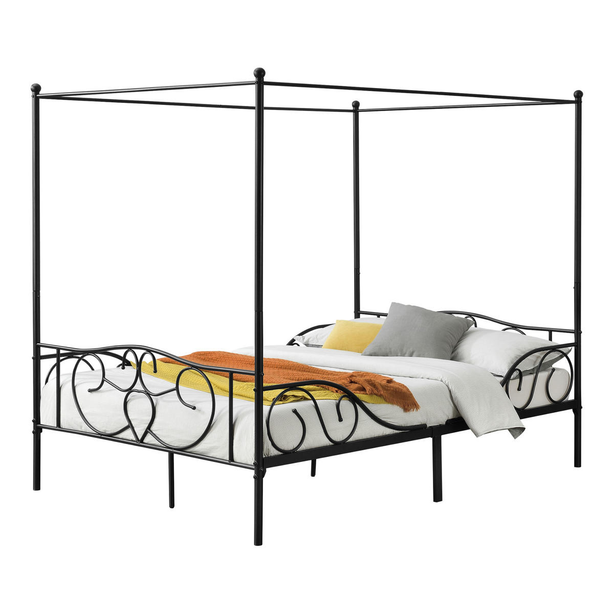 HIMMELBETT Finström - Schwarz, Metall (140/200cm) - [en.casa]