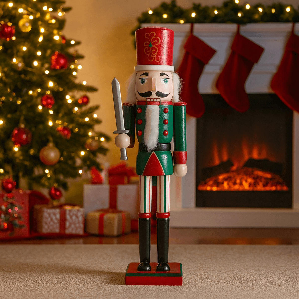 NUSSKNACKER Dekofigur 35 cm - Grün, Holz (8/35/10cm) - Mobili Rebecca