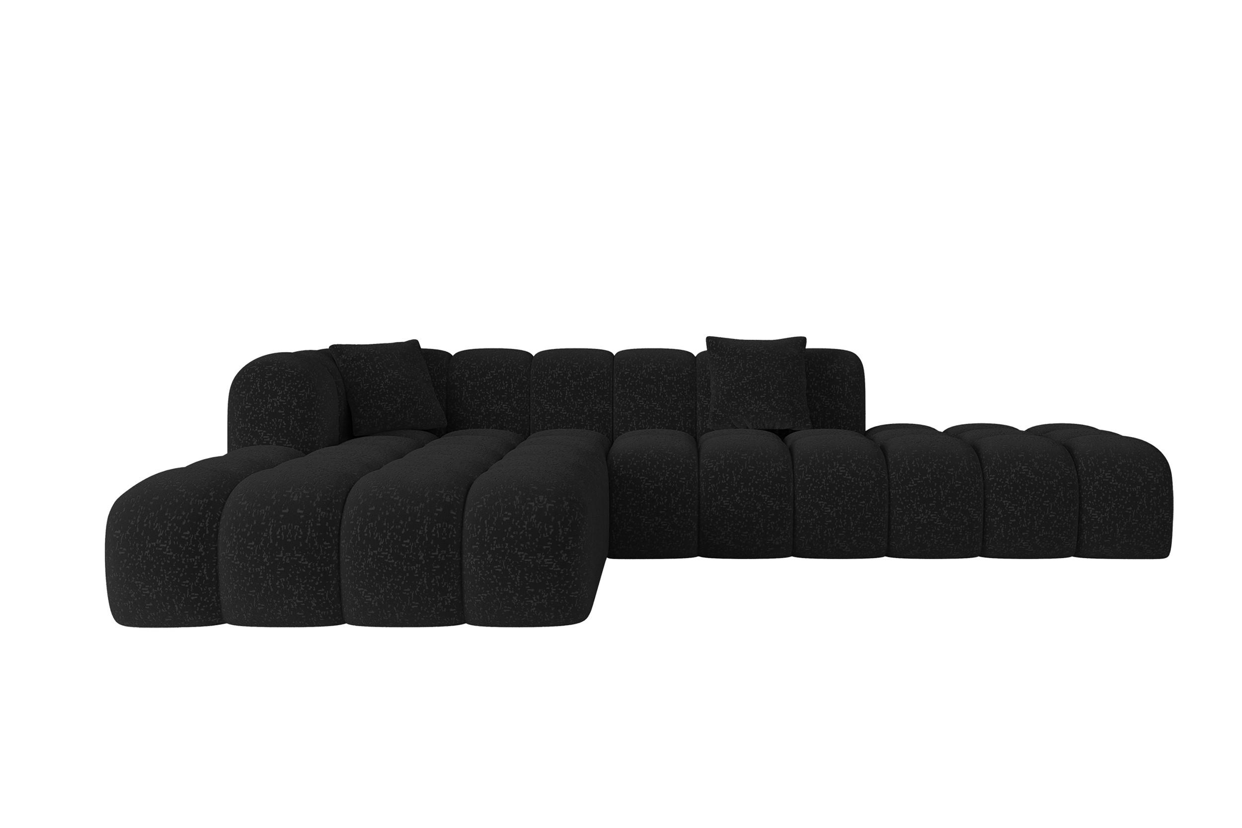 ECKSOFA Ottomane Links OLEA-L2 - 289x176x71 cm Schwarz - Schwarz, Holzwerkstoff/Kunststoff (289/176cm)