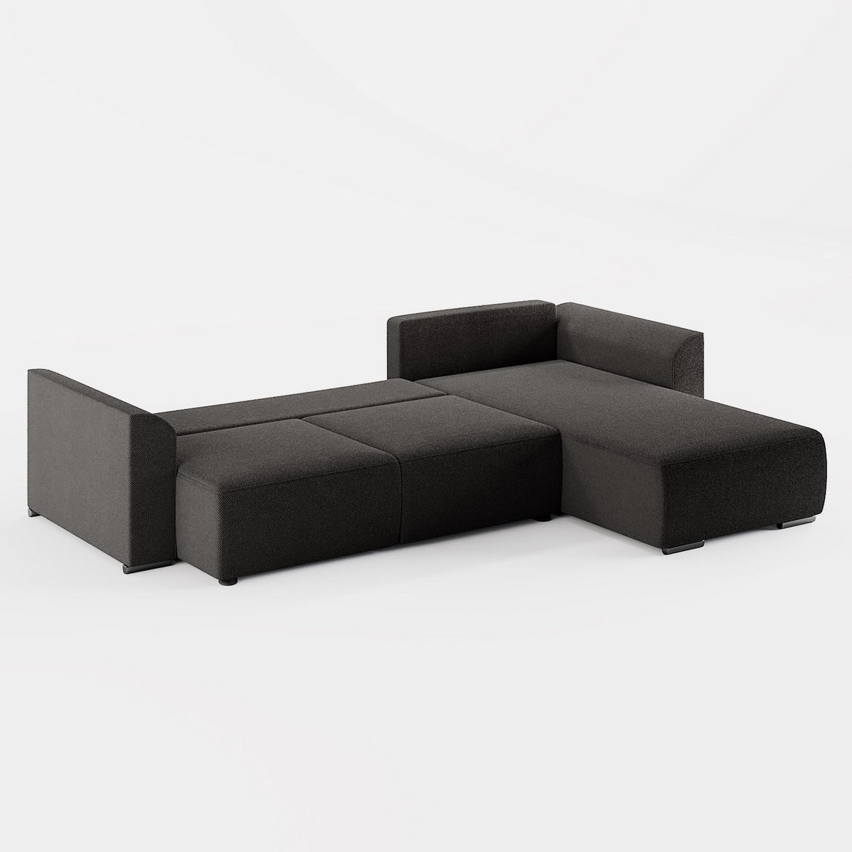 ECKSOFA LUMO L Rechts Hellblau Flechtwerk-Stoff mit Schlaffunktion und Bettkasten - Hellblau, Textil (293/195cm) - Barchello