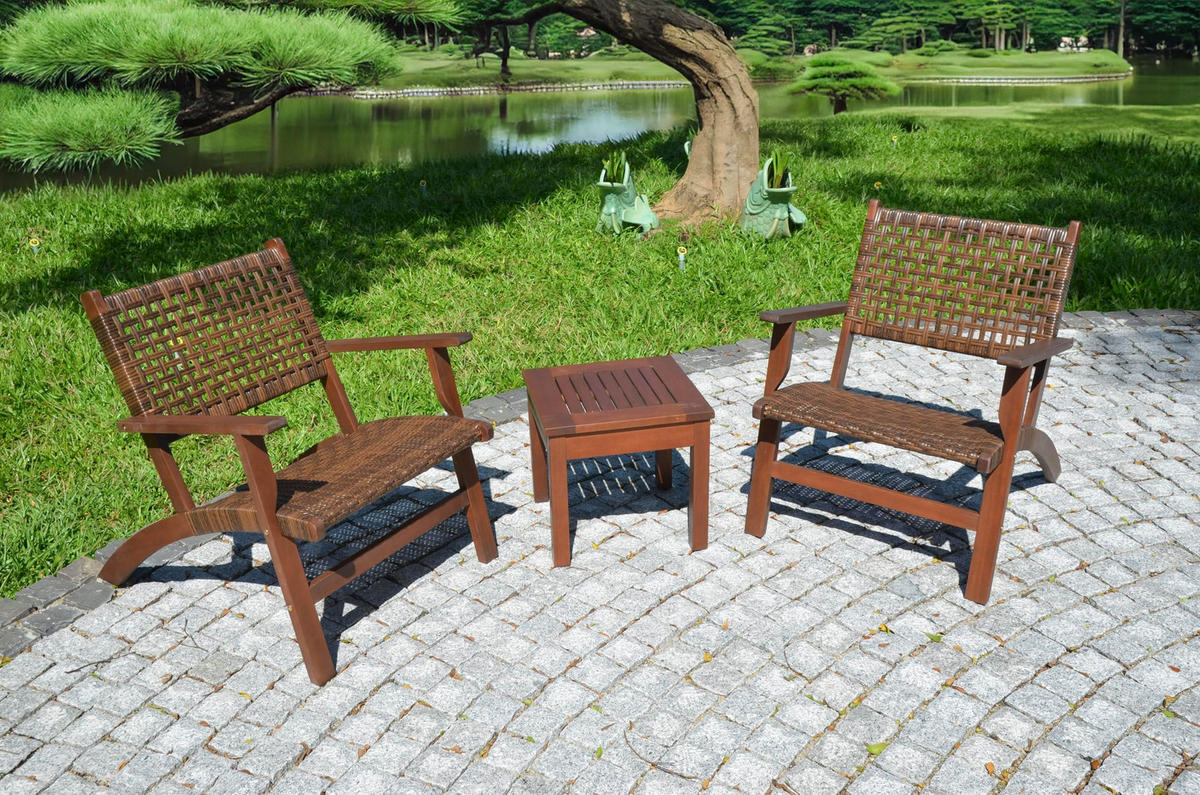 BALKONMÖBEL-SET Amira Dunkelbraun Gartenmöbel-Set - Dunkelbraun, Holz - DELUKE