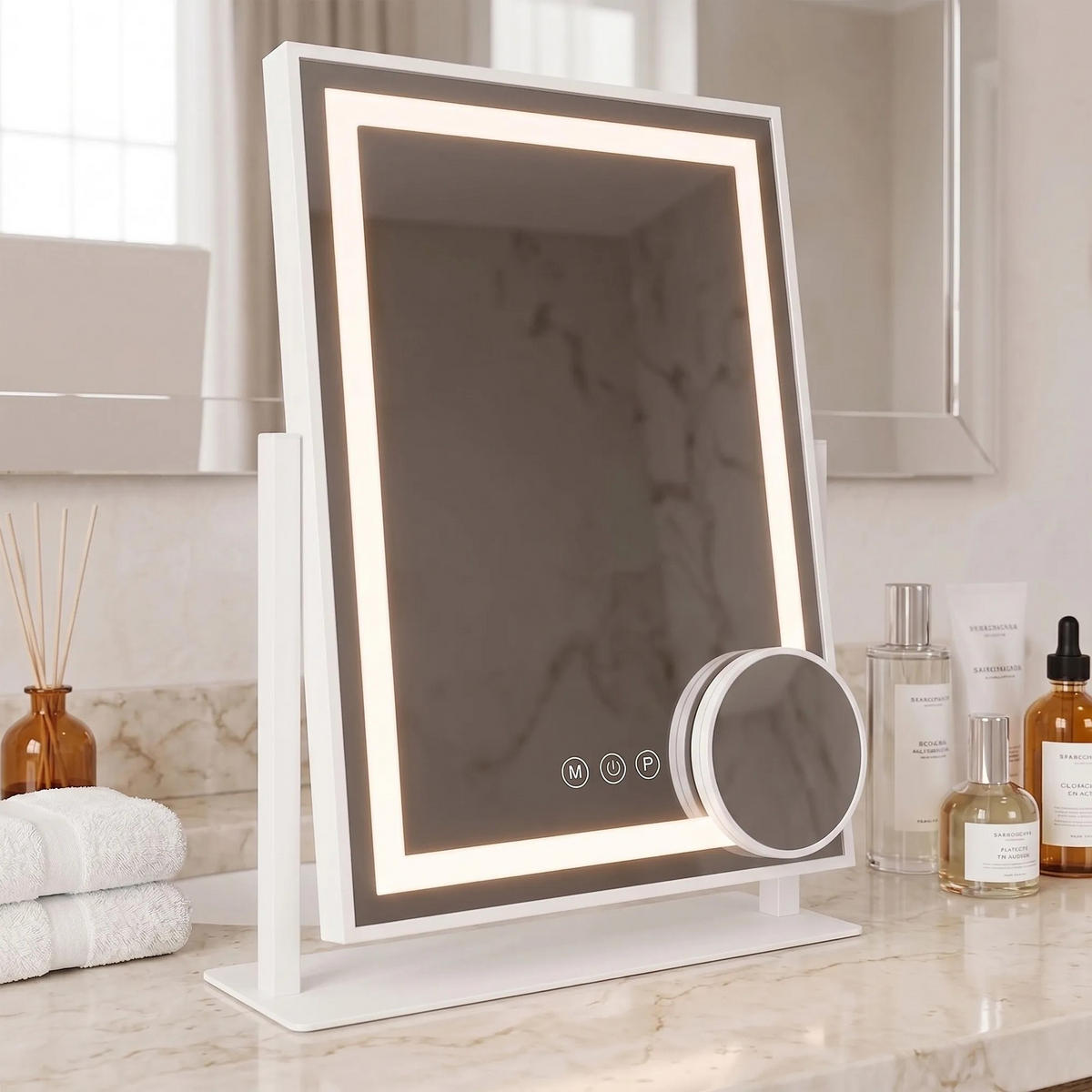 SPIEGEL Rea Led Lumi White 30x40cm - Weiß, Metall (36.5/47.5/8.5cm) - REA