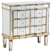 KOMMODE 6 Schubladen Spiegeleffekt Mozela - Silberfarben/Goldfarben, Glas (81/80/35cm) - Beliani