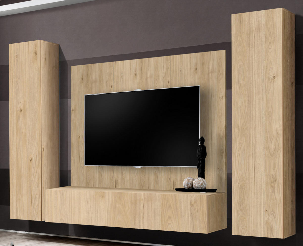 WANDPANEEL Eiche Jackson 160 x 118 cm, TV Rückwandverkleidung in modernem Design - Eichefarben, Holzwerkstoff (160/118/1.6cm) - Inn.Furn