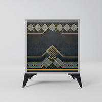 SIDEBOARD ROYAL ORDINARINESS, Grau, 57,5x42x70,5 cm, Schwarze Metall-Sternfüße - Multicolor/Schwarz, Holzwerkstoff/Metall (57.5/70.5/42cm) - SpaceRebels