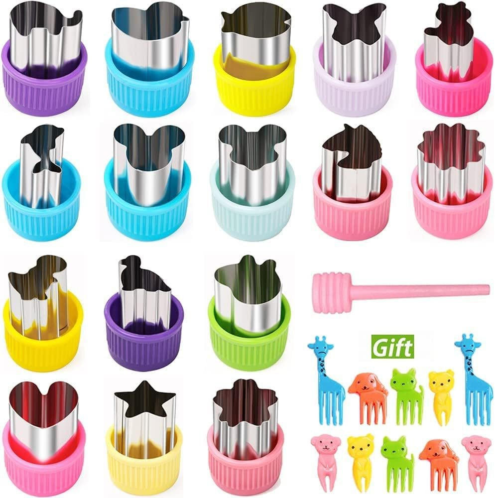 KINDERKÜCHE 27 Stück Ausstecher, Sandwich Formen, Bento Zubehör - Pastellgrün, Kunststoff (3/6/3cm) - Authentics