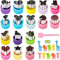 KINDERKÜCHE 27 Stück Ausstecher, Sandwich Formen, Bento Zubehör - Pastellgrün, Kunststoff (3/6/3cm) - Authentics