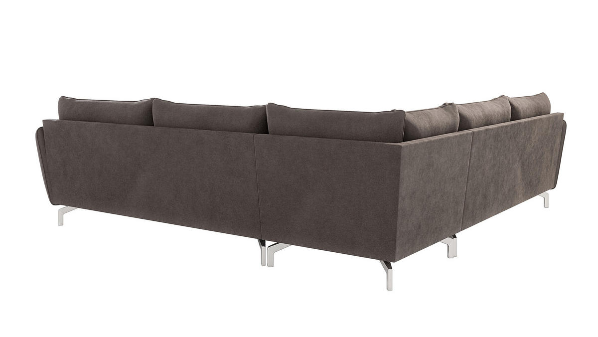 ECKSOFA Elou Braun - Khaki Microfaser - Chromfarben/Dunkelbraun, Holz/Textil (276/276cm) - S-Style Möbel