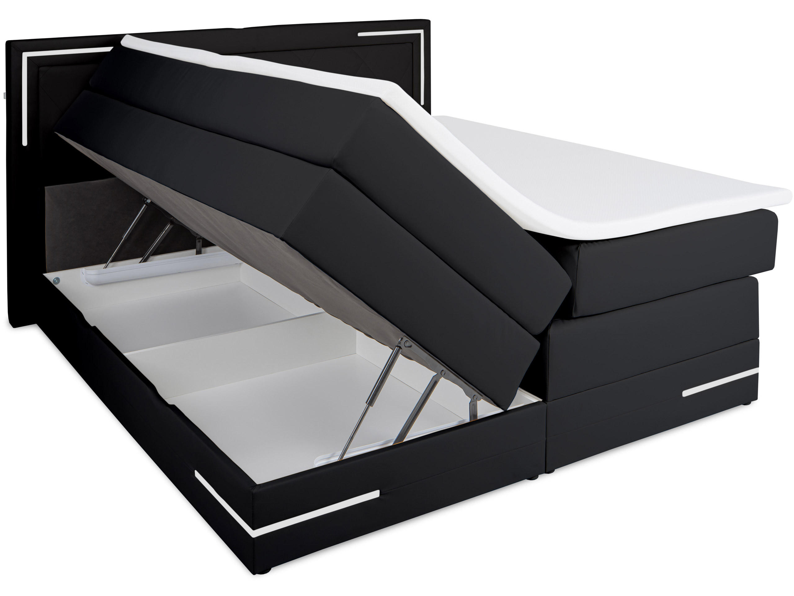 BOXSPRINGBETT Arizona Schwarz 180/200 cm H2/H3 Kunstleder - Schwarz, Textil (180/200cm) - wonello
