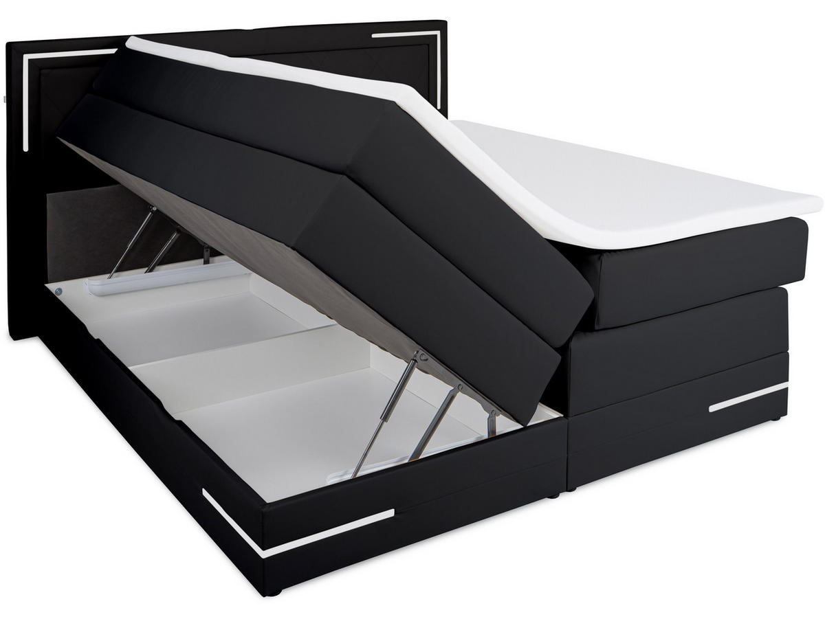 BOXSPRINGBETT Arizona Schwarz 160/200 cm H2/H3 Kunstleder - Schwarz, Textil (160/200cm) - wonello