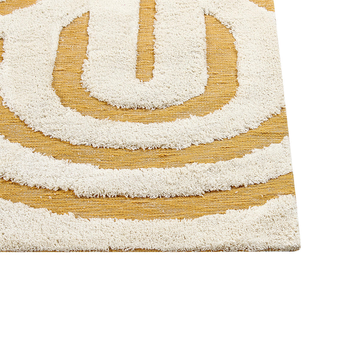 KOBEREC Žlutý 300/400 cm Bavlna Perai - bílá/žlutá, textil (300/400cm) - Beliani