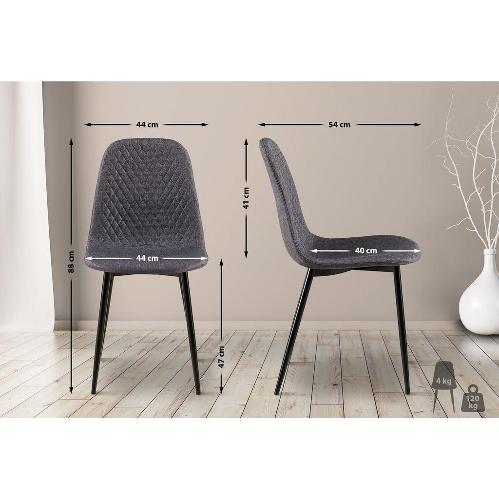 Thumbnail - CLP Stuhl, Dunkelgrau, Textil, 44x88x54 cm, Esszimmer, Stühle, Esszimmerstühle, Vierfußstühle