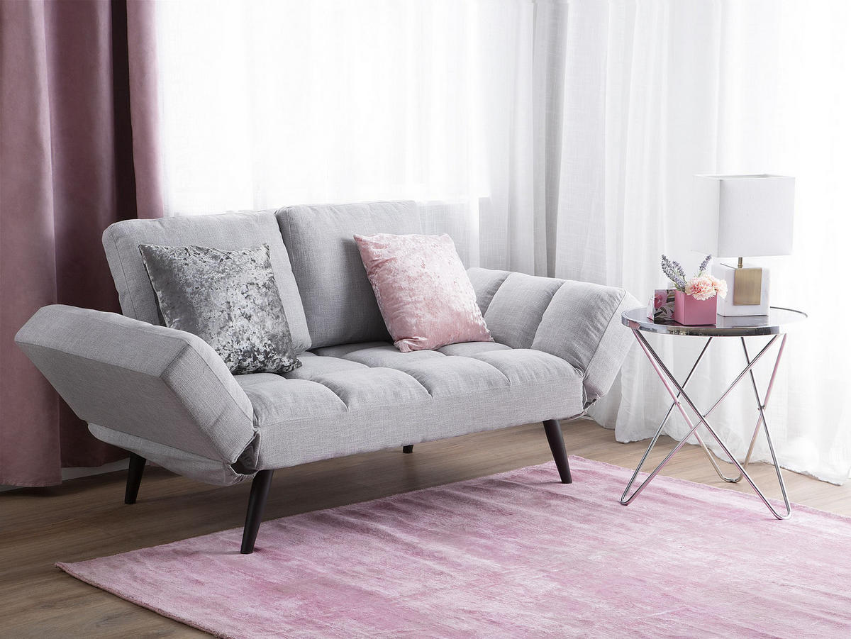 2-SITZER-SCHLAFSOFA Polsterbezug Hellgrau Brekke - Hellgrau, Textil (167/90/75cm) - Beliani