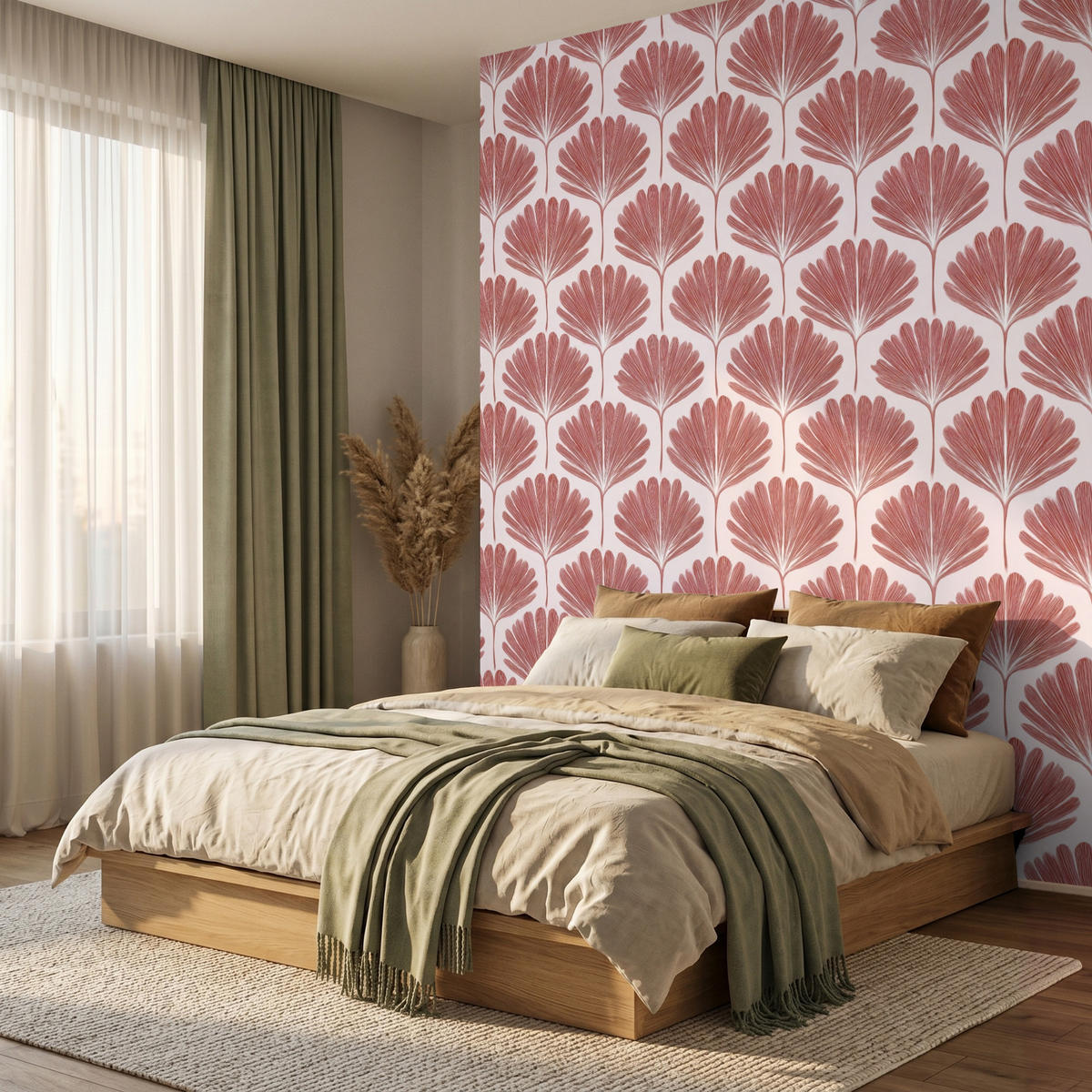 TAPETE - Fächer - Motiv - Terra - 220x280 cm - Rotbraun, Papier (220/280cm) - OnlyWow