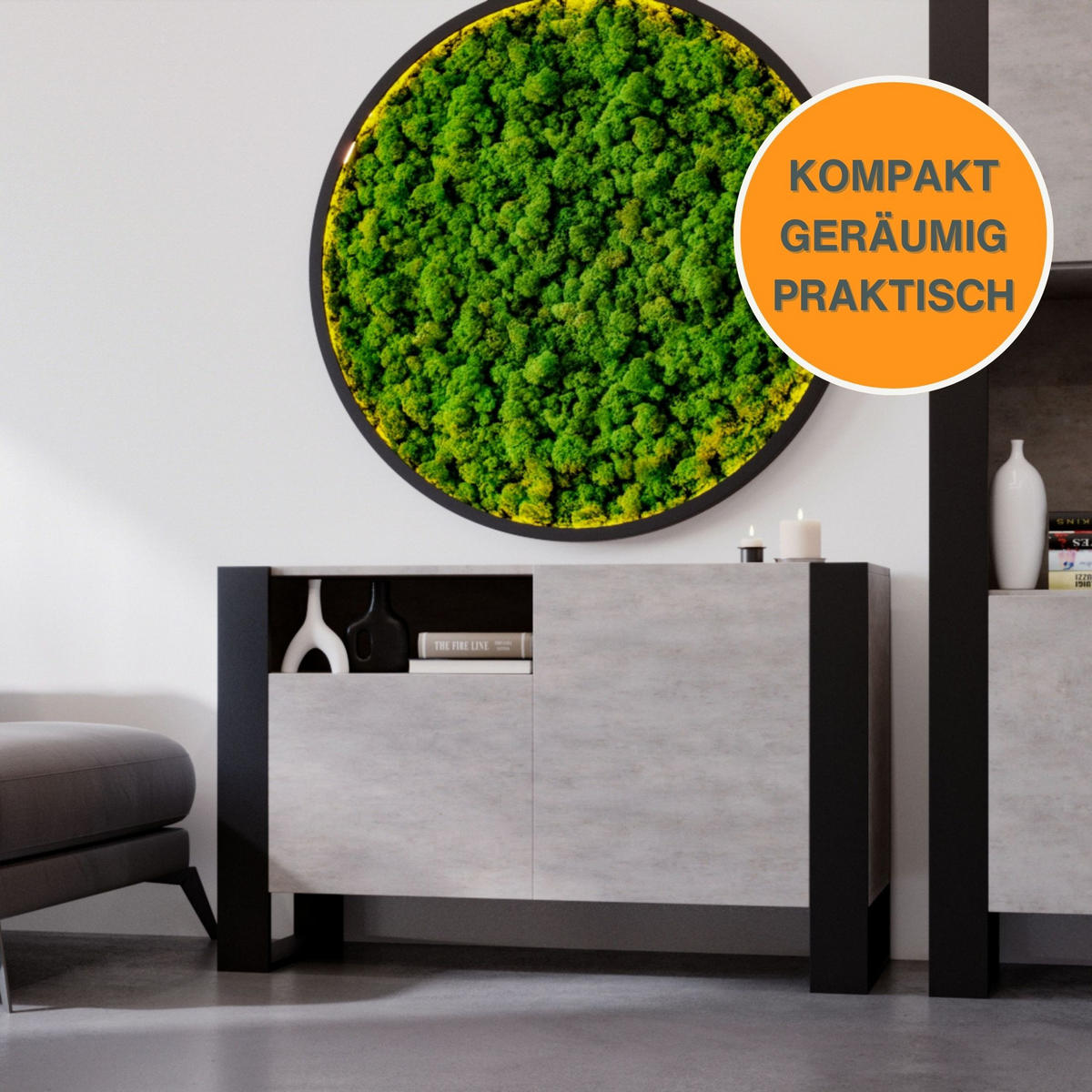 KOMMODE Karo 120/75/43.6 - Schwarz/Grau, Holzwerkstoff (120/75/43.6cm) - RAUMHIRSCH FURNITURE