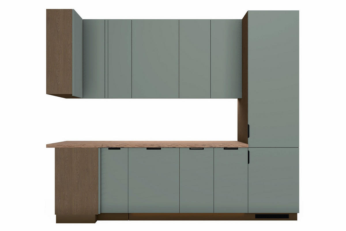 L-KÜCHE Sorento Grün & Dunkle Eiche – 294 × 239 cm – KÜ-SORENTO2-001 - Grün, Holzwerkstoff (294/247/239cm) - ROYAL24_MARKT