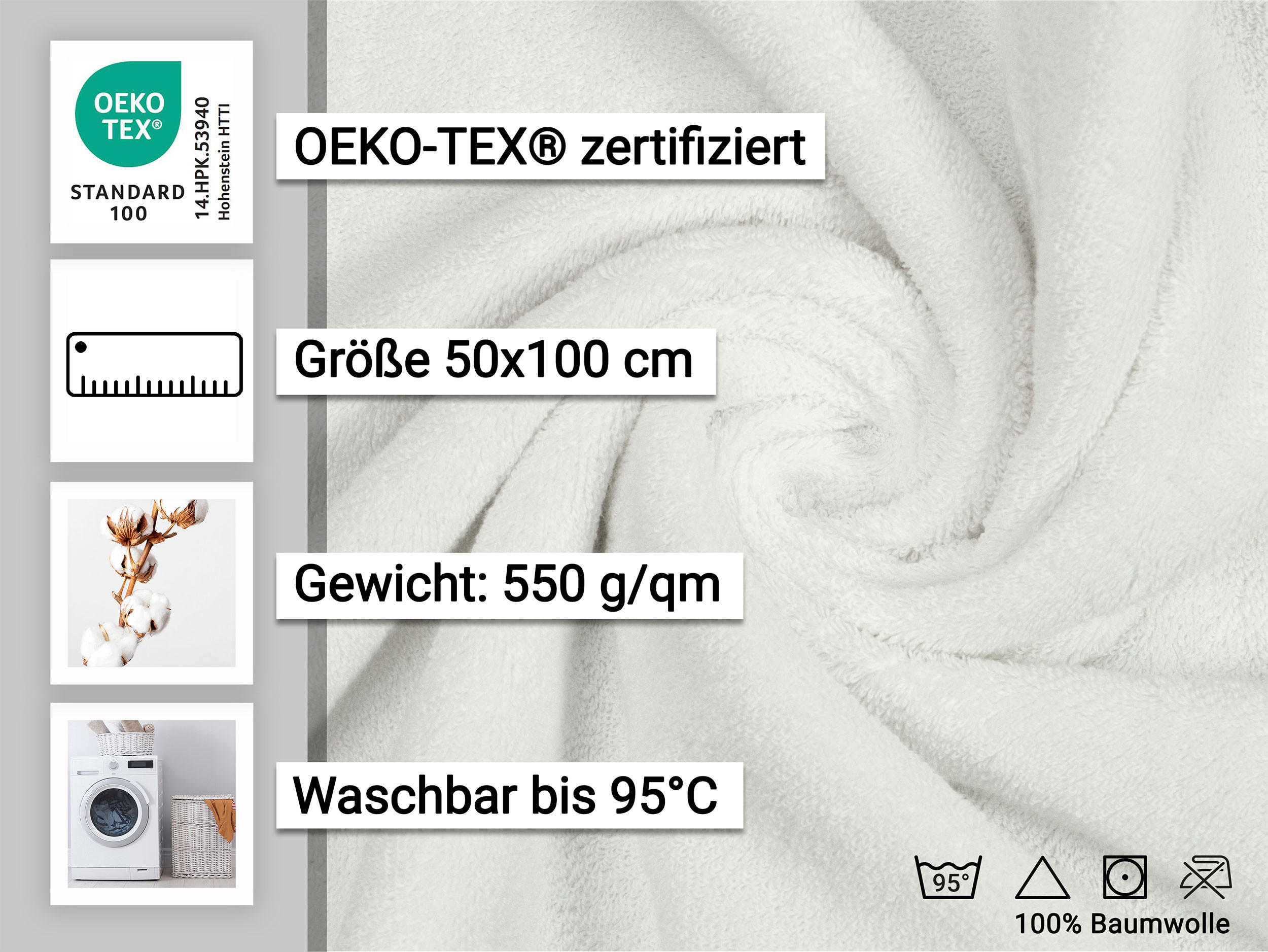 HANDTÜCHER, 10er-Set, 50x100 cm, 100% Baumwolle, Weiß - Weiß, Textil (50/100cm) - Zollner