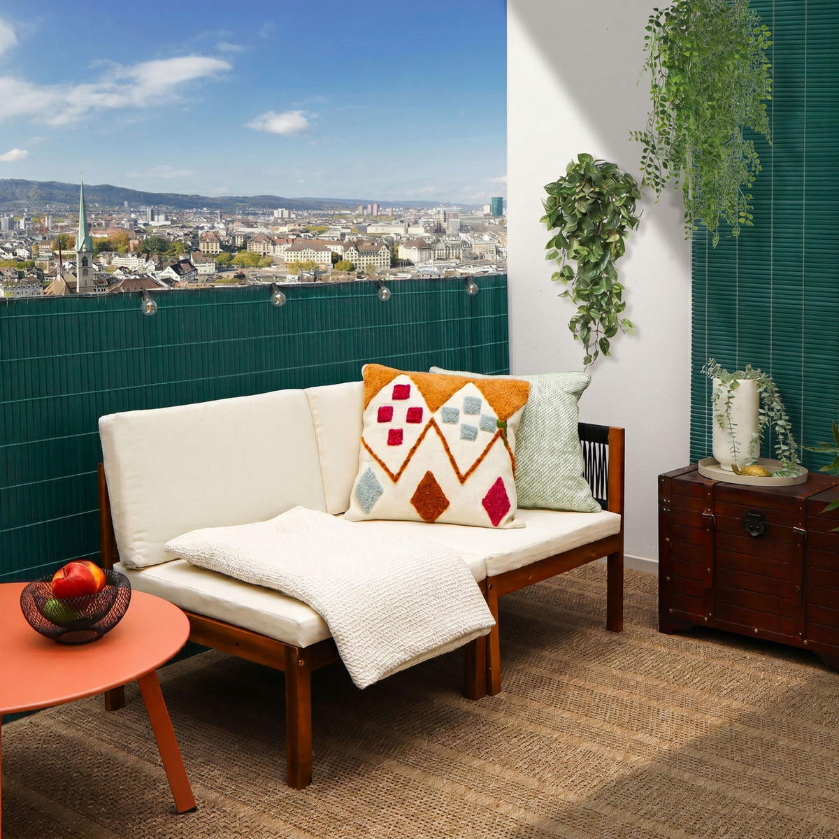SICHTSCHUTZZAUN Balkon 100/600 cm PVC - Grün, Kunststoff (0.9/100cm) - urfence