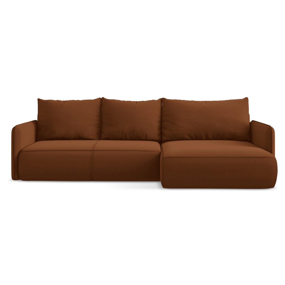 ECKSOFA mit Schlaffunktion Samt Stoff Orange - Terracotta/Schwarz, Kunststoff/Textil (240/148cm) - LaMiaSofa