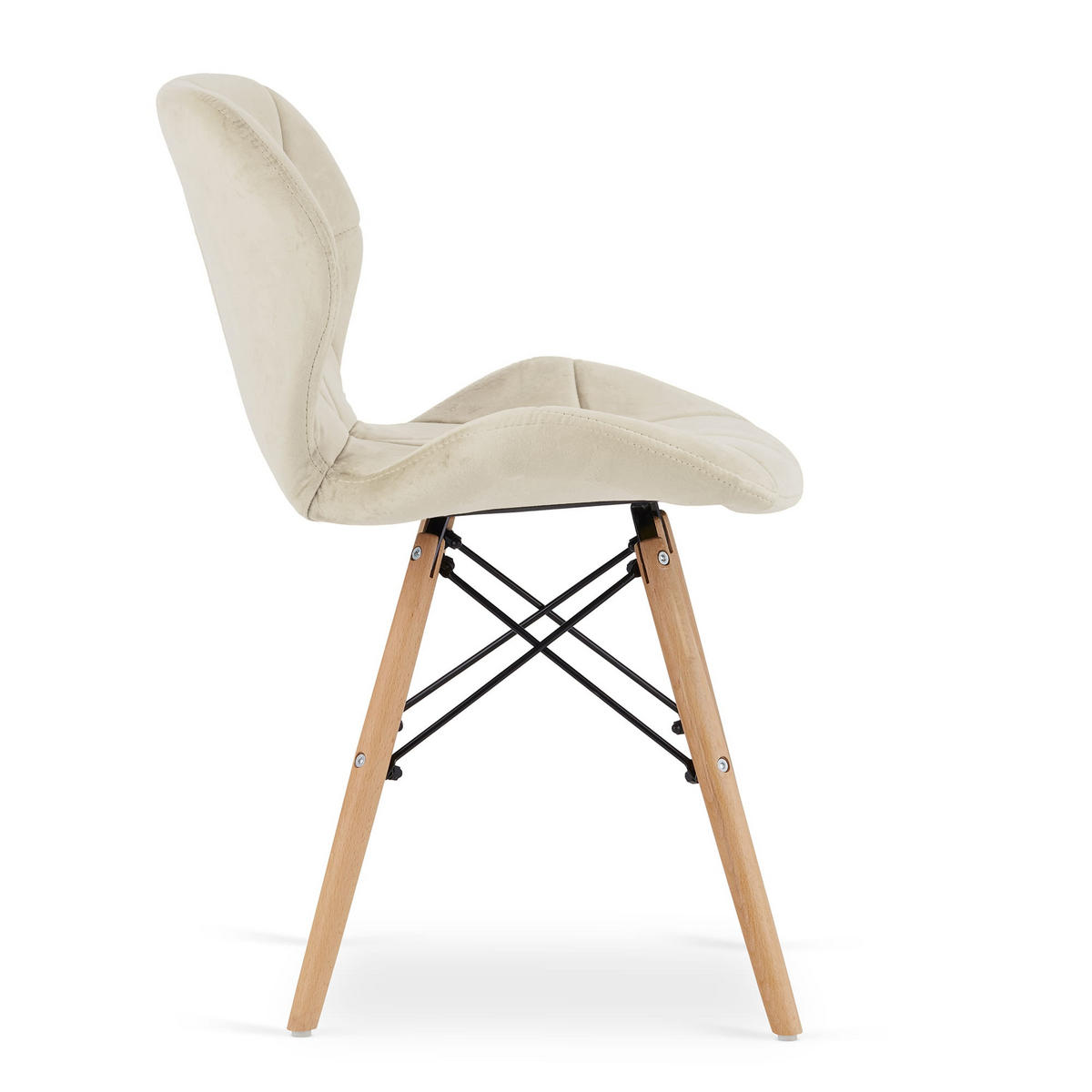 STUHL AMATRICE 1 Stück, Beige, mit Samtstoff gepolstert - Beige, Holz/Textil (48/74/53cm) - Komodee