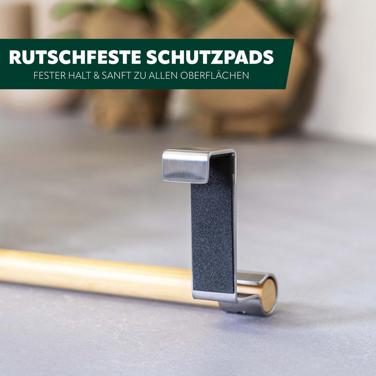 GESCHIRRHANDTUCHHALTER, Edelstahl, Bambus - Edelstahlfarben, Metall (25/7.5/6cm) - eluno