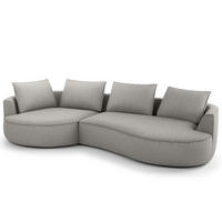 BIGSOFA - Hellgrau/Schwarz, Kunststoff/Textil (322/82/154cm) - home24