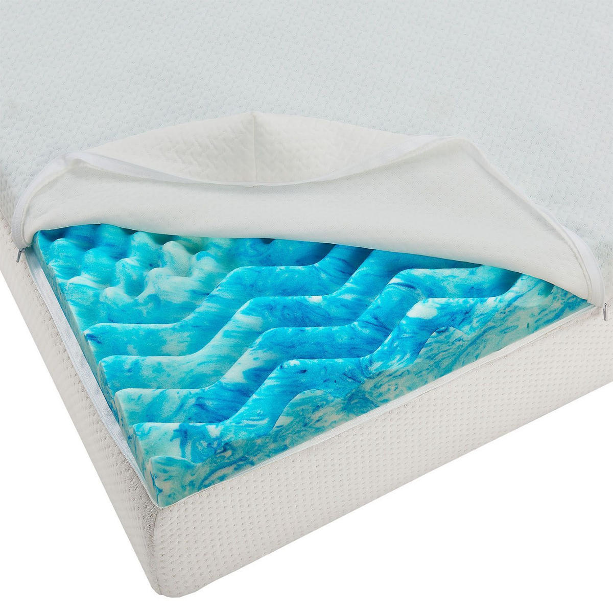 TOPPER 140x200 cm 7-Zonen Matratzenschoner aus Memory Foam - Weiß, Textil (140/200cm) - Juskys