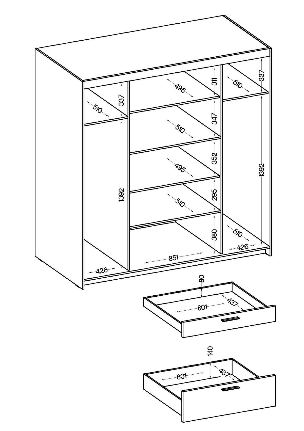 DREHTÜRENSCHRANK ELENORA 176,3/190,5/53cm 4-türig Weiß - Weiß, Holzwerkstoff (176.3/190.5/53cm) - MASSENO