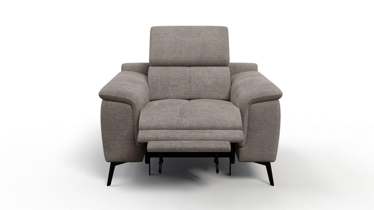 SESSEL FIERO mit Relaxfunktion, taupe - Taupe/Schwarz, Holzwerkstoff/Textil (114/82/103cm) - Courtois Laville