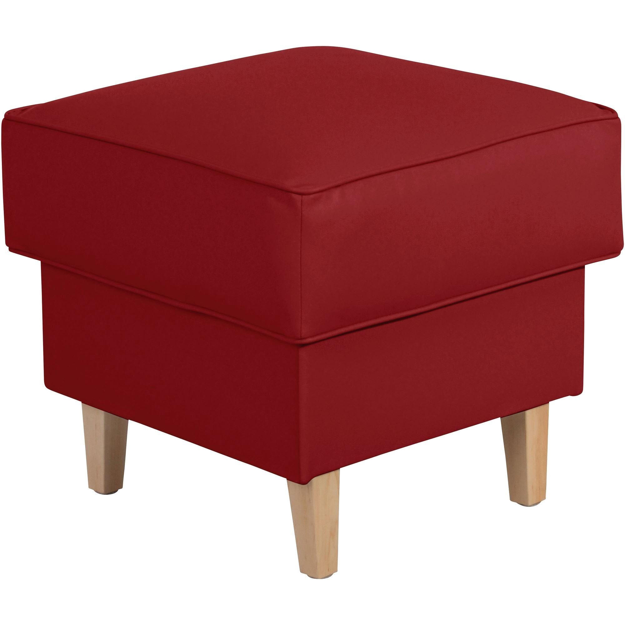 HOCKER Karlen Bezug Kunstleder Buche natur / chili - Rot/Buchefarben, Kunststoff (53/45/53cm) - 58aufmkessel
