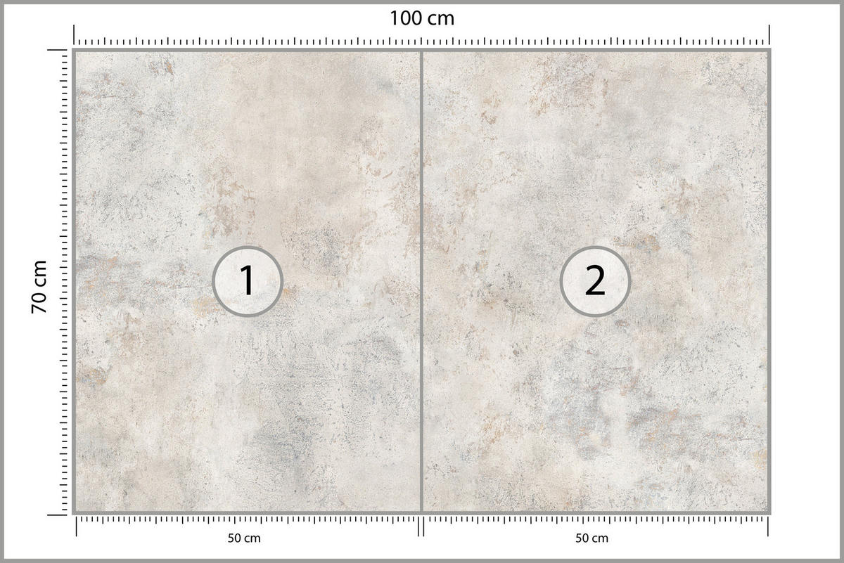 FOTOTAPETE für Wohnzimmer Grau Betonmuster Minimalismus 100x70 - Beige/Grau, Papier (100/70cm) - Muralo