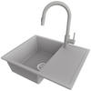 GRANITSPÜLE Ibiza, 2-er set Grau 62/50 cm 1 Becken + Küchenarmatur 40/20 cm + Ablauf-Set ab 45er Unterschrank - Chromfarben/Grau, Kunststoff (62/19/50cm) - Primagran
